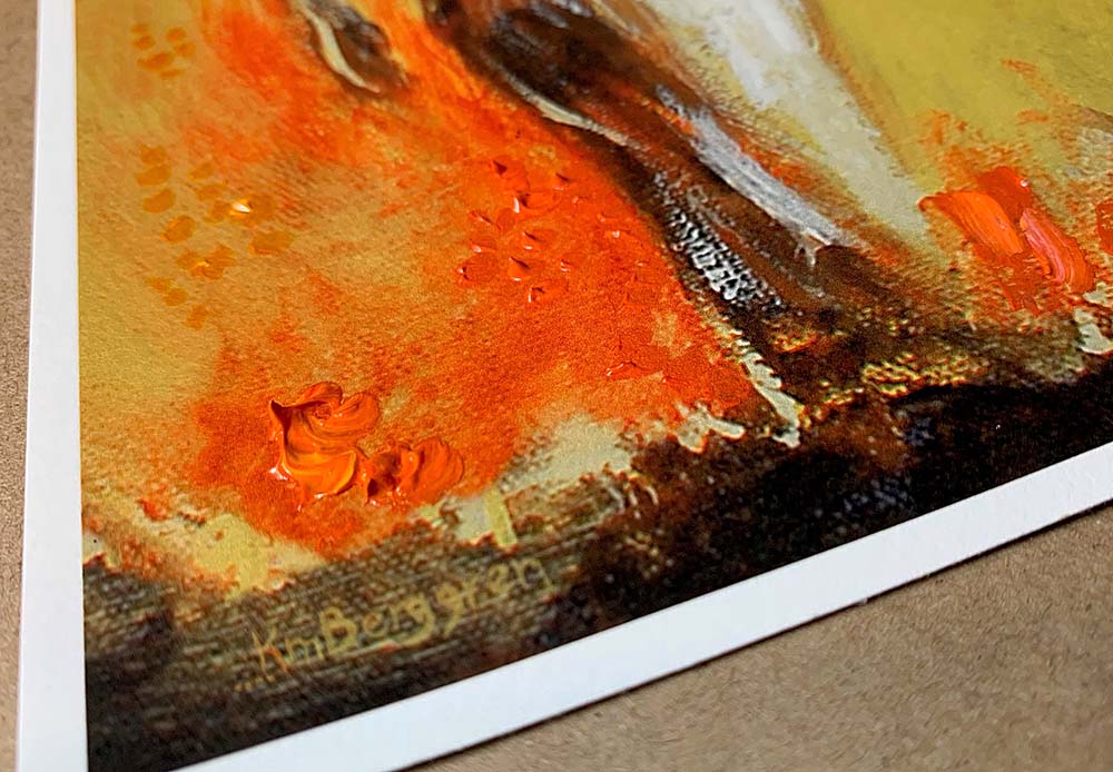 Artistic depiction of a woman and child backview walking in a golden yellow field, mother and son walking away painting, mother and daughter walking artwork, painting of mom and little girl, child and mom walking artwork, paintings of mother and child in nature, hopeful optimistic gold and red artwork for moms and women, kmberggren, km berggren, kimberggren