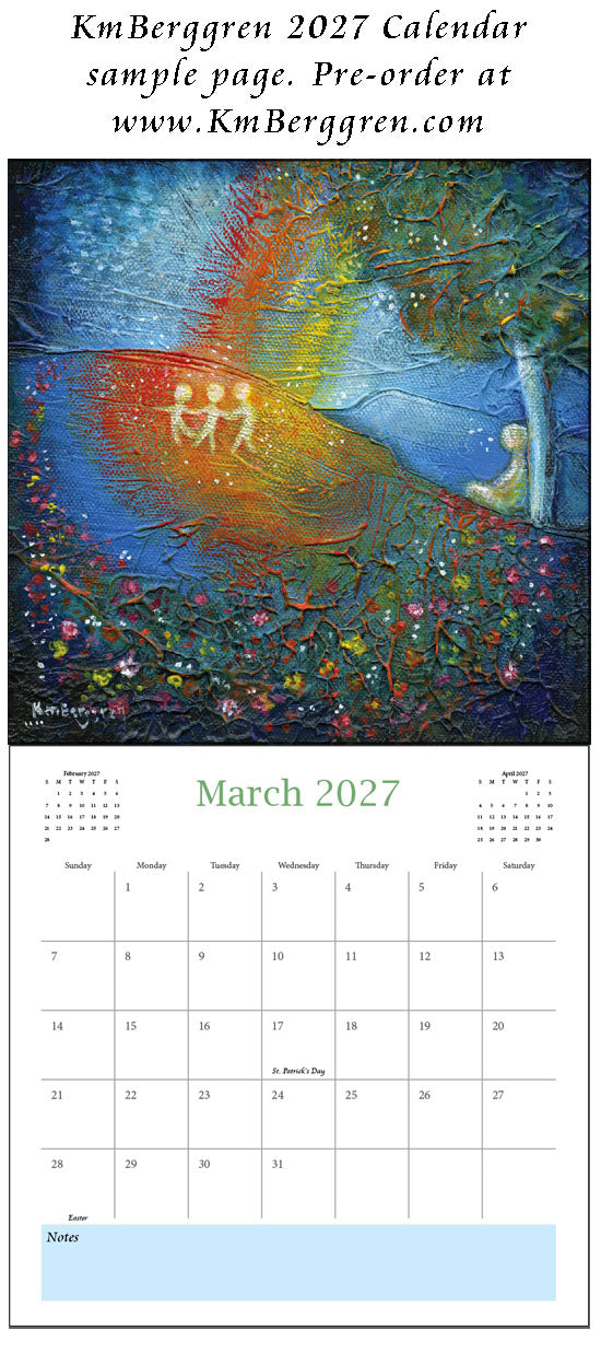 art calendar 2027, km berggren art calendar, mother child calendar, calendar for moms, planner for moms, keepsake calendar, collectible calendar, mom and baby art, calendar for families, calendar for mothers, new baby calendar, new baby gift, new mom gift, push gift artwork, family of 5 painting, mother and two kids, 2 kids artwork, mom and babies painting, paintings of women, art for women