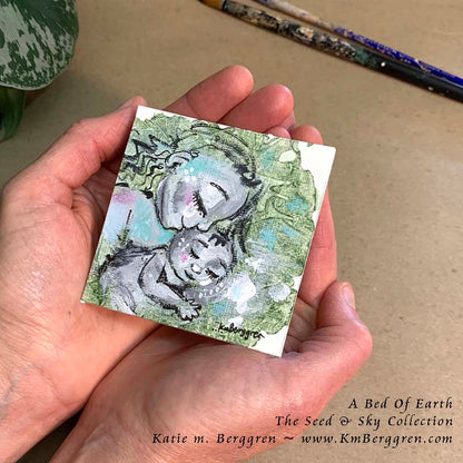 ►SOLD◄ A Bed Of Earth - Original Miniature Fine Art Painting on Paper