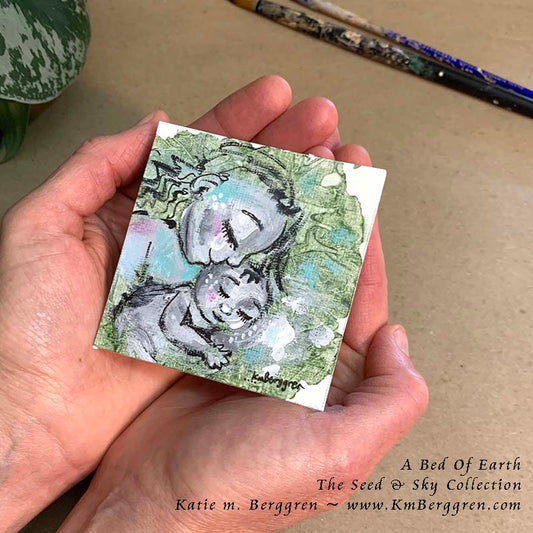 ►SOLD◄ A Bed Of Earth - Original Miniature Fine Art Painting on Paper