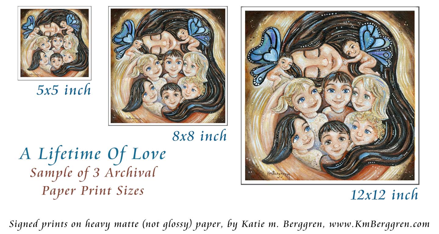 A Lifetime Of Love - Mamma with 6 Children & 2 Angel Babies Art Print