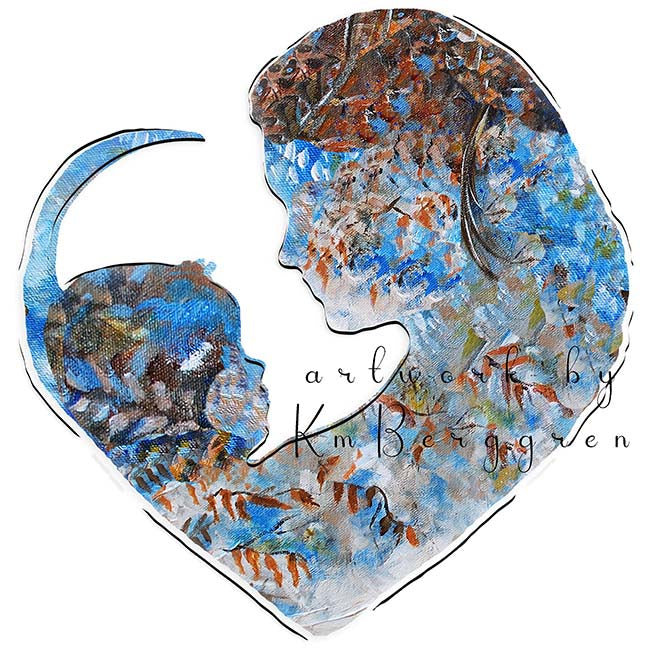 Mama Baby blue mother-hold-child-graphic-wall-decor-for-baby-room-nursery-artwork-lactation-room-art-prints-frameable-art-kmberggren new baby art gift blue ferns and flowers woman and child, brown hair mother, mother and son profile artwork, mom baby heart silhouette artwork, wall decor for blue nursery