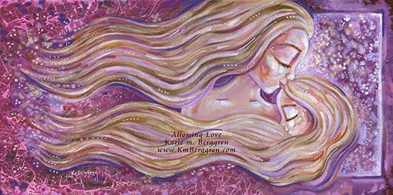 blonde mother blonde daughter, blond long flowing hair, brunette mother with daughter, blonde daughter and brown haired mother, daughter art, painting of mom and girl, big sister little sister artwork mother daughter painting, mother and daughter artwork, mother and girl art, kmberggren, km berggren