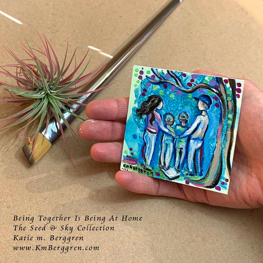 ►SOLD◄ Being Together is Being at Home - Original Miniature Fine Art Painting on Paper