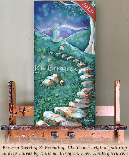 SOLD ♥ Between Striving & Becoming - Original 10x20 Woman With Stone Steps