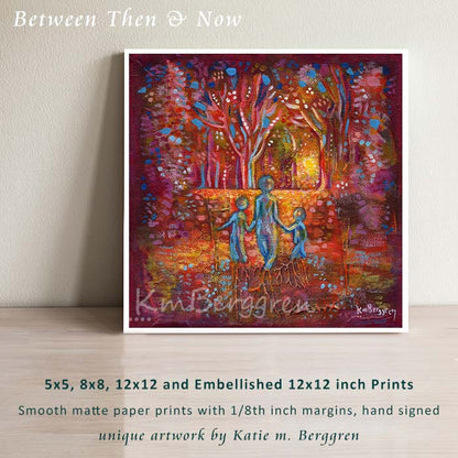 Between Then & Now - Mom, 2 Kids Magic Magic Forest Art Print