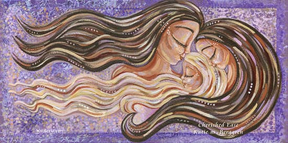 brunette mother with two daughters, blonde daughter and brown haired daughter, sisters art, painting of mom and sisters, mother daughter painting, mother and daughter artwork, mom and girls art, kmberggren, km berggren