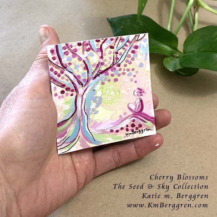 ►SOLD◄ Cherry Blossoms - Original Miniature Fine Art Painting on Paper