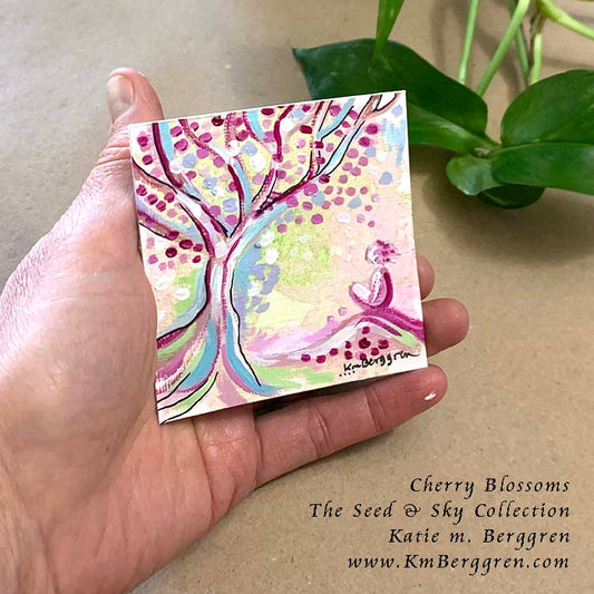 ►SOLD◄ Cherry Blossoms - Original Miniature Fine Art Painting on Paper