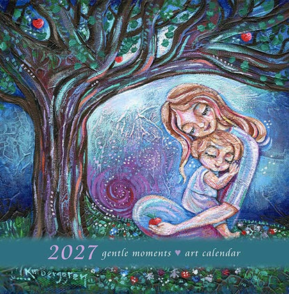 art calendar 2027, km berggren art calendar, mother child calendar, calendar for moms, planner for moms, keepsake calendar, collectible calendar, mom and baby art, calendar for families, calendar for mothers, new baby calendar, new baby gift, new mom gift, push gift artwork, family of 5 painting, mother and two kids, 2 kids artwork, mom and babies painting, paintings of women, art for women