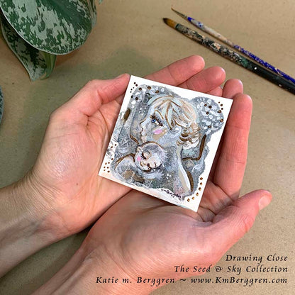 ►SOLD◄ Drawing Close - Original Miniature Fine Art Painting on Paper
