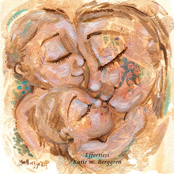 intimate painting of mom and two babies, mother of 2 children kissing, golden artwork, blonde mother and child, light brown haired mum and two kids, 2 babes with mama, sensitive artwork of mom and children, sweet mother gift