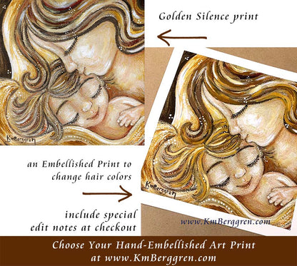personalized art print of mother and toddler, mom and daughter sleeping art print, blonde mother and daughter art, mother sleeping with little child art print - embellish for hair and eye color changes, customized art print of mom and girl