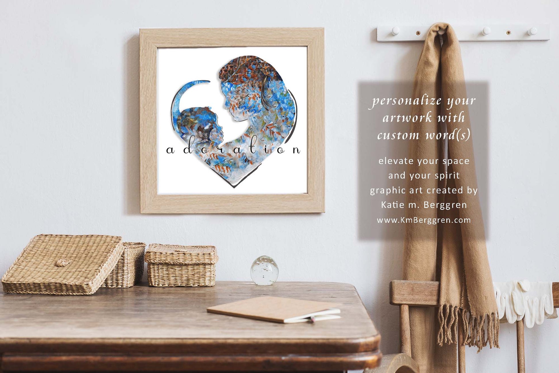 Mama Baby blue mother-hold-child-graphic-wall-decor-for-baby-room-nursery-artwork-lactation-room-art-prints-frameable-art-kmberggren new baby art gift blue ferns and flowers woman and child, brown hair mother, mother and son profile artwork, mom baby heart silhouette artwork, wall decor for blue nursery