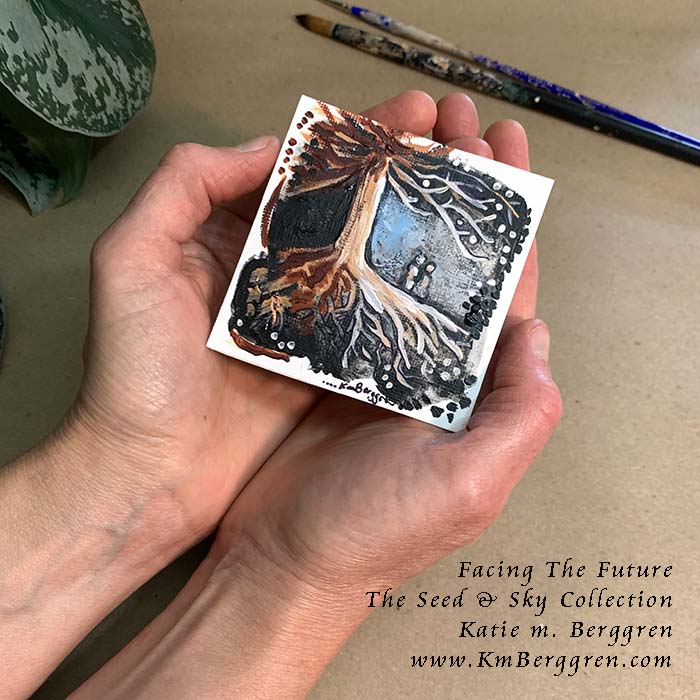 ►SOLD◄ Facing The Future - Original Miniature Fine Art Painting on Paper
