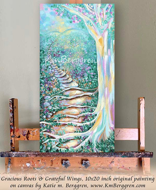 ►ONE AVAILABLE◄ Generous Roots & Grateful Wings - Original 10x20 Woman Climbing Stone Steps