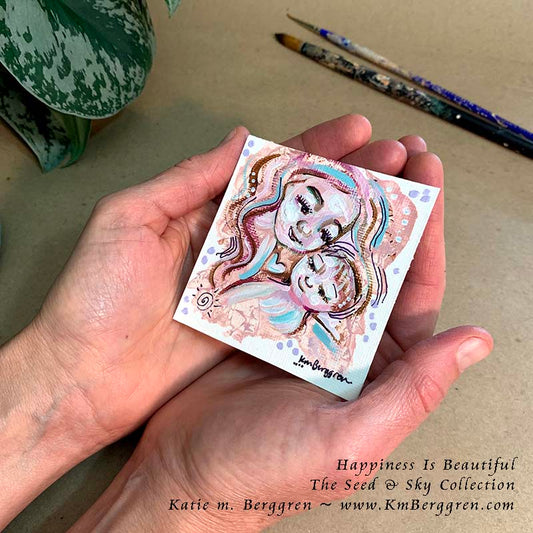 ►SOLD◄ Happiness Is Beautiful - Original Miniature Fine Art Painting on Paper