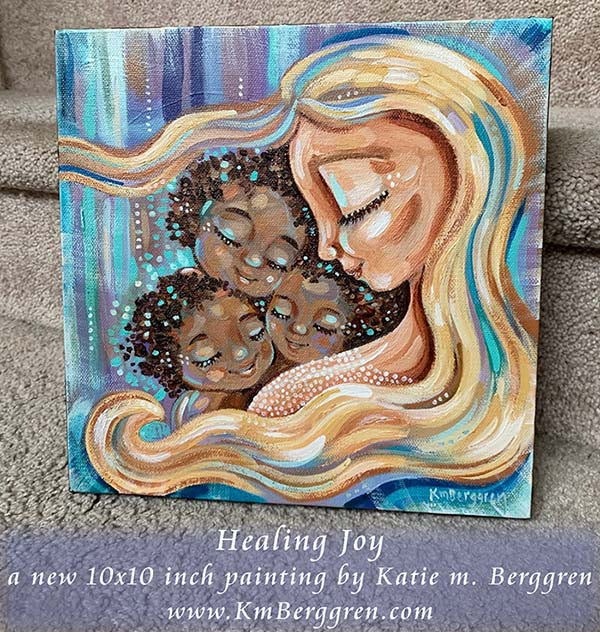 HealingJoy-blonde-mother-with-3-black-brown-children-adopted-family-biracial-babies-kmberggren