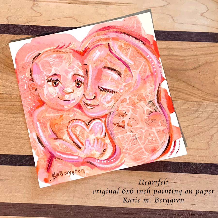 Heartfelt - Original 6x6 Painting on Paper OR Print