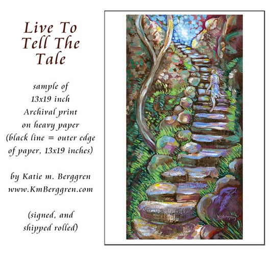 progress of woman climbing stone steps original painting by kmberggren, paintings of women, hopeful artwork, inspirational artwork for women, gifts for mom, art for women, paintings of stairs in nature, paintings of trees, paintings of rocks, kimberggren, kmberggren, katie berggren