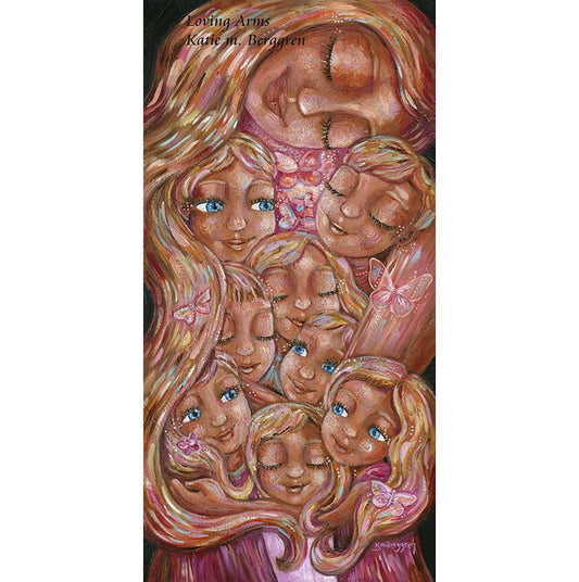 mother of 8 artwork, painting with mom and 8 kids, blonde mother of 8, motherhood art, butterfly art, kmberggren