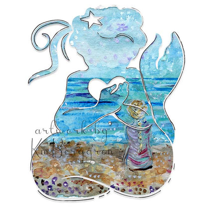 woman-on-beach-mermaid-lone-girl-strong-girl-artwork-confident-teen-gift-kmberggren peaceful wall decor, beach house decor