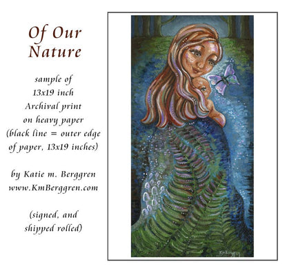 pacific northwest decor, pnw artwork, fern painting, mushroom painting, painting of the forest, mother and child in the forest artwork, family forest artwork, nature art, kmberggren, km berggren, katie berggren art