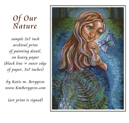 pacific northwest decor, pnw artwork, fern painting, mushroom painting, painting of the forest, mother and child in the forest artwork, family forest artwork, nature art, kmberggren, km berggren, katie berggren art