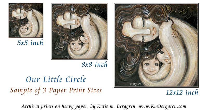 Mama hugging two children, family love art. Unique and Special Gifts for Women and Moms, bi-racial children and mother, brown and black hair family, brother gift, sister gift, mom of two gift for mothers day