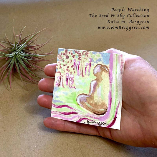 ►ONE AVAILABLE◄ People Watching - Original Miniature Fine Art Painting on Paper