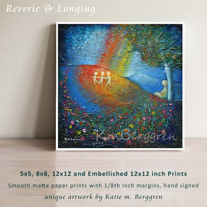 Reverie & Longing - Mom, 3 Kids Rainbow Art Print
