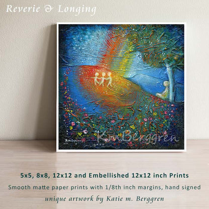 Reverie & Longing - Mom, 3 Kids Rainbow Art Print