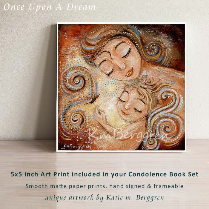 angel baby art, blonde mom and blonde angel child condolence gift for mom after loss of little child toddler