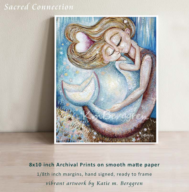 Sacred Connection - Mom & Daughter Mermaid Art Print