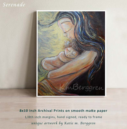 Serenade - Singing To Curly Baby Art Print