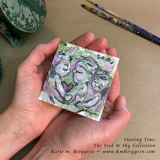 ►SOLD◄ Sharing Time - Original Miniature Fine Art Painting on Paper