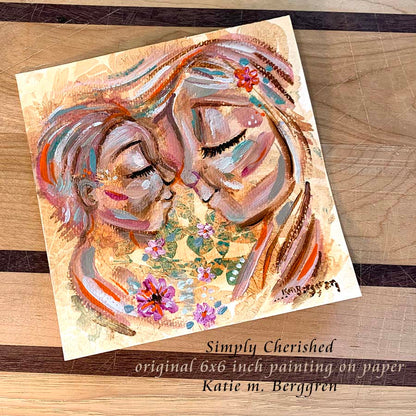 Simply Cherished - Original 6x6 Painting on Paper OR Print (hidden, email subs only)