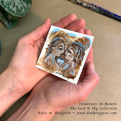 ►ONE AVAILABLE◄ Tenderness In Return - Original Miniature Fine Art Painting on Paper