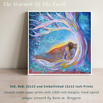 The Warmth Of The Earth - Mother & Daughter Beneath Colorful Tree Art Print