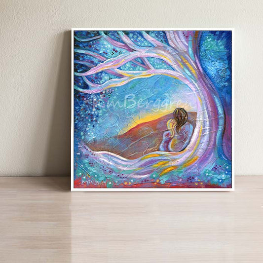 The Warmth Of The Earth - Mother & Daughter Beneath Colorful Tree Art Print