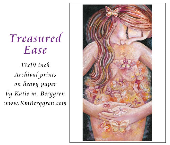 Treasured Ease - Woman with Butterflies Self-Love art print
