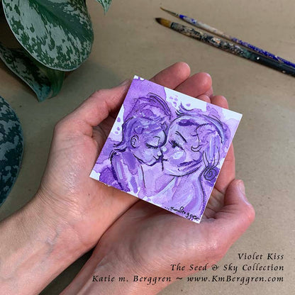 ►SOLD◄ Violet Kiss - Original Miniature Fine Art Painting on Paper