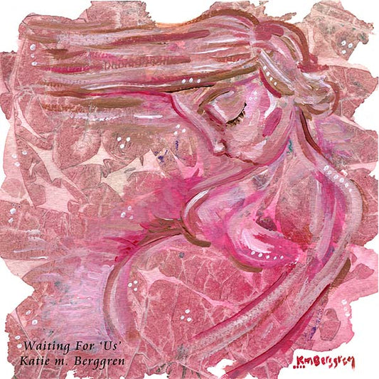 pink painting of pregnant mom, expectant mom, textured painting, baby shower gift, gift for pregnant mom, placenta print, magenta warm art, long haired pregnant mom artwork, wall decor for birthing room, ob-gyn office artwork, birth clinic wall decor, obgyn wall decor