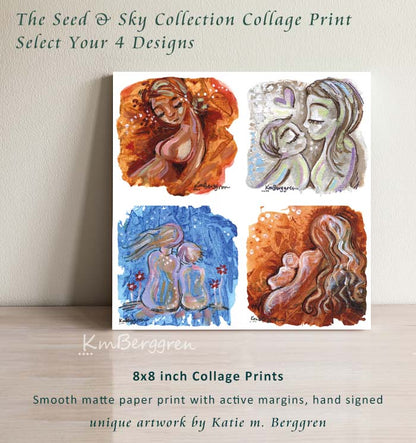 bright vivid paintings for women, inspirational art for girls, collage of colorful mini paintings, frameable miniature art print, brilliant wall decor to inspire women