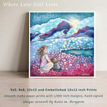 Where Love Still Lives - Mother & Child with Colorful Mountain Art Print