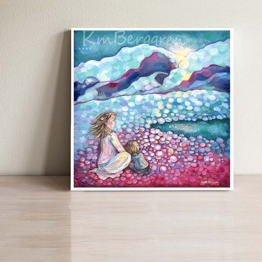 Where Love Still Lives - Mother & Child with Colorful Mountain Art Print