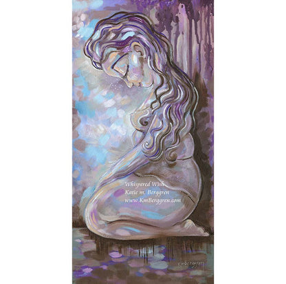 Art Print of a full-figured Woman kneeling in a purple background. Hopeful painting of solitude and strength. Inspirational artwork for women, motivational paintings, intimate female art by a woman painter. Wall decor for women. KmBerggren, Kimberggren, katie berggren art, intimate female artwork