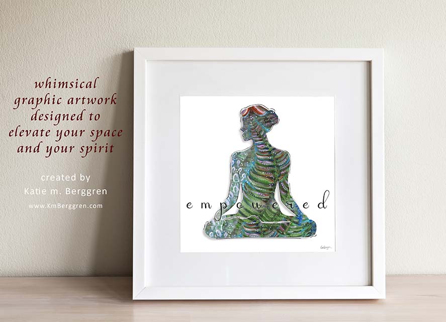 lone-strong-woman-yoga-girl-artwork-yoga-wall-decor-inspiring-art-kmberggren-gift-for-daughter-gift-for-granddaughter-personalized-name-kmberggren