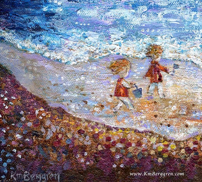 SOLD ♥ A Million Memories Of Love - Original 12x12 Mother & Child Beach Painting