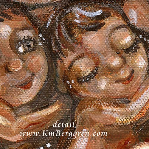 Latinx-Mother-With-3-Little-Children-Warm-Brown-Skin-Family-three-babies-kmberggren-black-mother-and-children-artwork